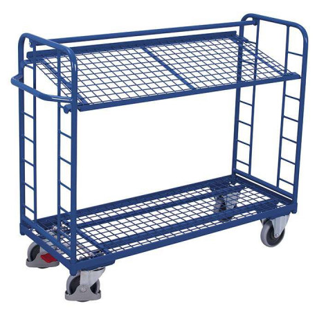 Chariot avec 2 étagères grillagées Chariot avec 2 étagères grillagées