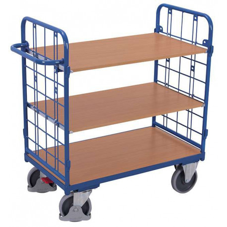 Chariot à 3 étagères bas et 2 ridelles Chariot à 3 étagères bas et 2 ridelles