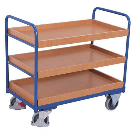 Chariot 3 étagères bas avec 3 bacs Chariot 3 étagères bas avec 3 bacs