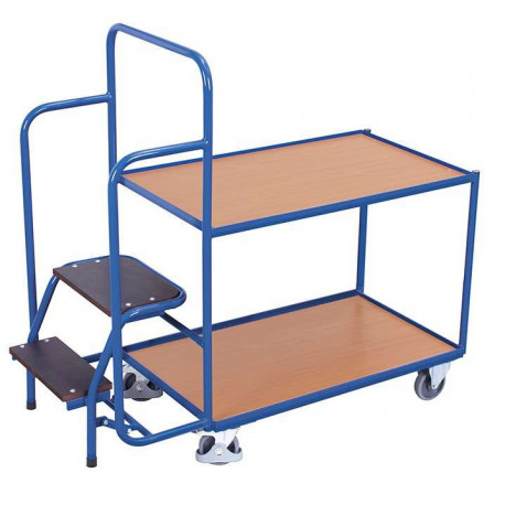 Chariot bas préparateur de commandes avec 2 plateaux Chariot bas préparateur de commandes avec 2 plateaux