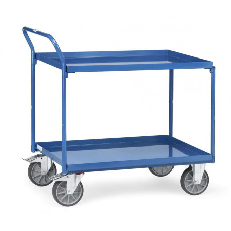 Chariot à 2 plateaux tôlés avec rebord Chariot à 2 plateaux tôlés avec rebord