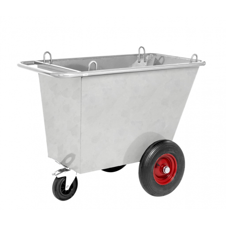 Benne à déchets avec 3 roulettes galvanisée Benne à déchets avec 3 roulettes galvanisée