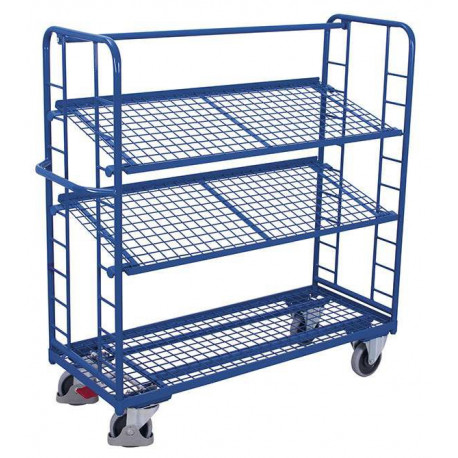 Chariot à 3 étagères grillagées et inclinées Chariot à 3 étagères grillagées et inclinées