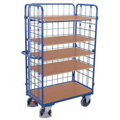 Chariot haut à 5 étagères et 3 ridelles Chariot haut à 5 étagères et 3 ridelles
