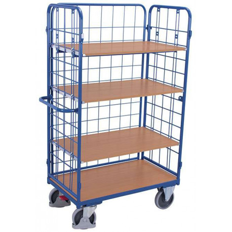 Chariot haut à 4 étagères et 3 ridelles Chariot haut à 4 étagères et 3 ridelles