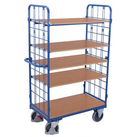 Chariot haut à 5 étagères et 2 ridelles Chariot haut à 5 étagères et 2 ridelles