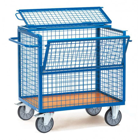 Chariot caisse grillagé avec toit Chariot caisse grillagé avec toit
