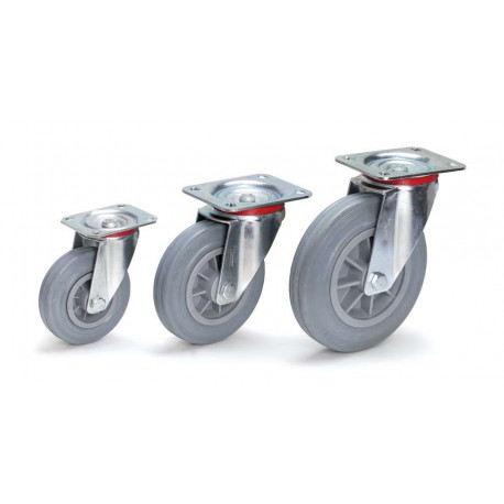 Roue pivotante caoutchouc bleu gris Roue pivotante caoutchouc bleu gris