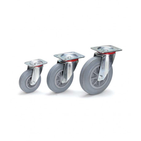 Roue pivotante caoutchouc bleu gris Roue pivotante caoutchouc bleu gris